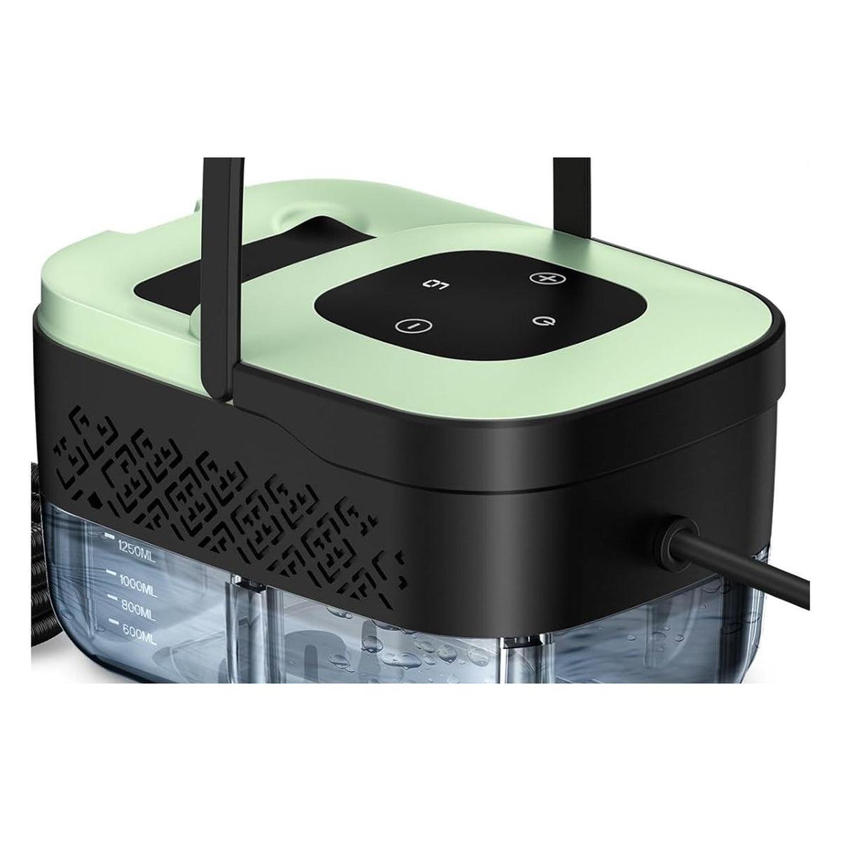 Gros plan sur le nettoyeur vapeur VAPORA S1 : panneau tactile 6 niveaux et réservoir transparent 1,25 L